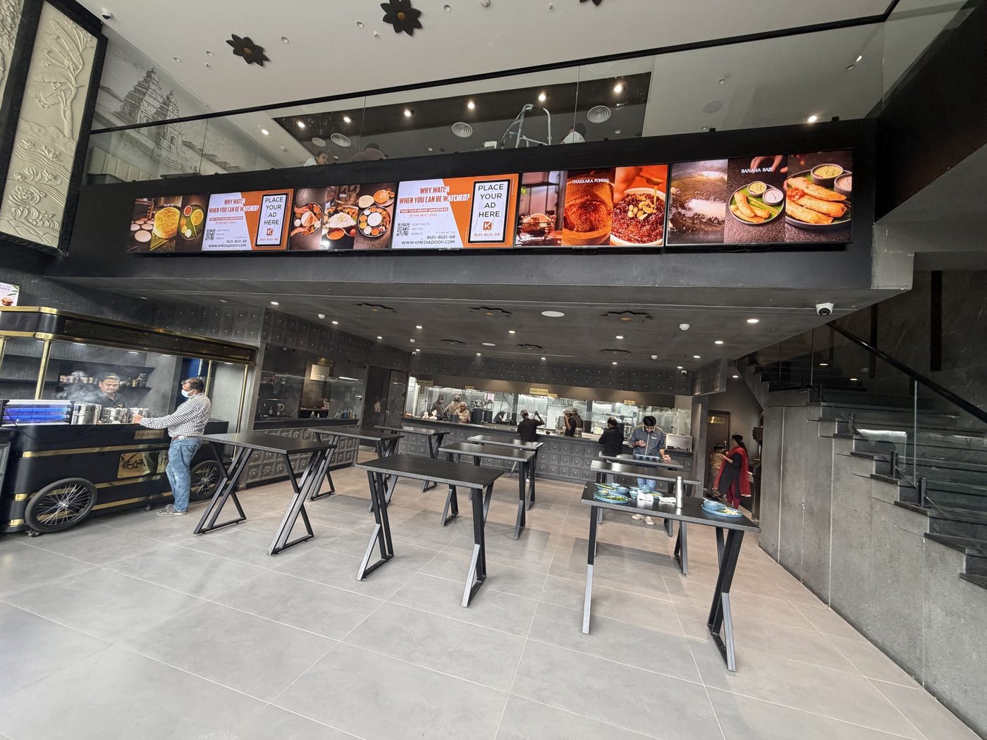 KMEDIA CMS powering menu boards and ads at a food court